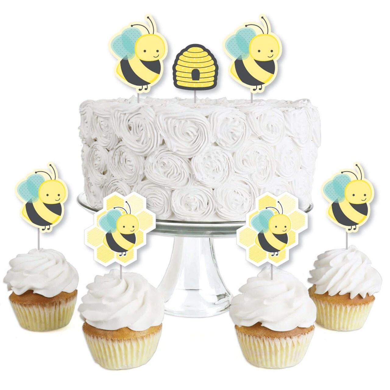 Big Dot of Happiness Honey Bee - Dessert Cupcake Toppers - Baby Shower or  Birthday Party Clear Treat Picks - Set of 24